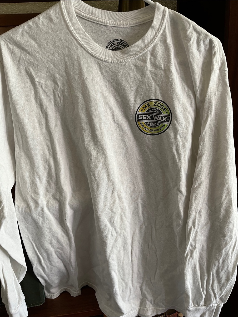 Mr. Zoggs Sex Wax White Long-Sleeve Crewneck Shirt - Picture 2 of 5